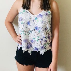 ASTR Printed Lace Camisole